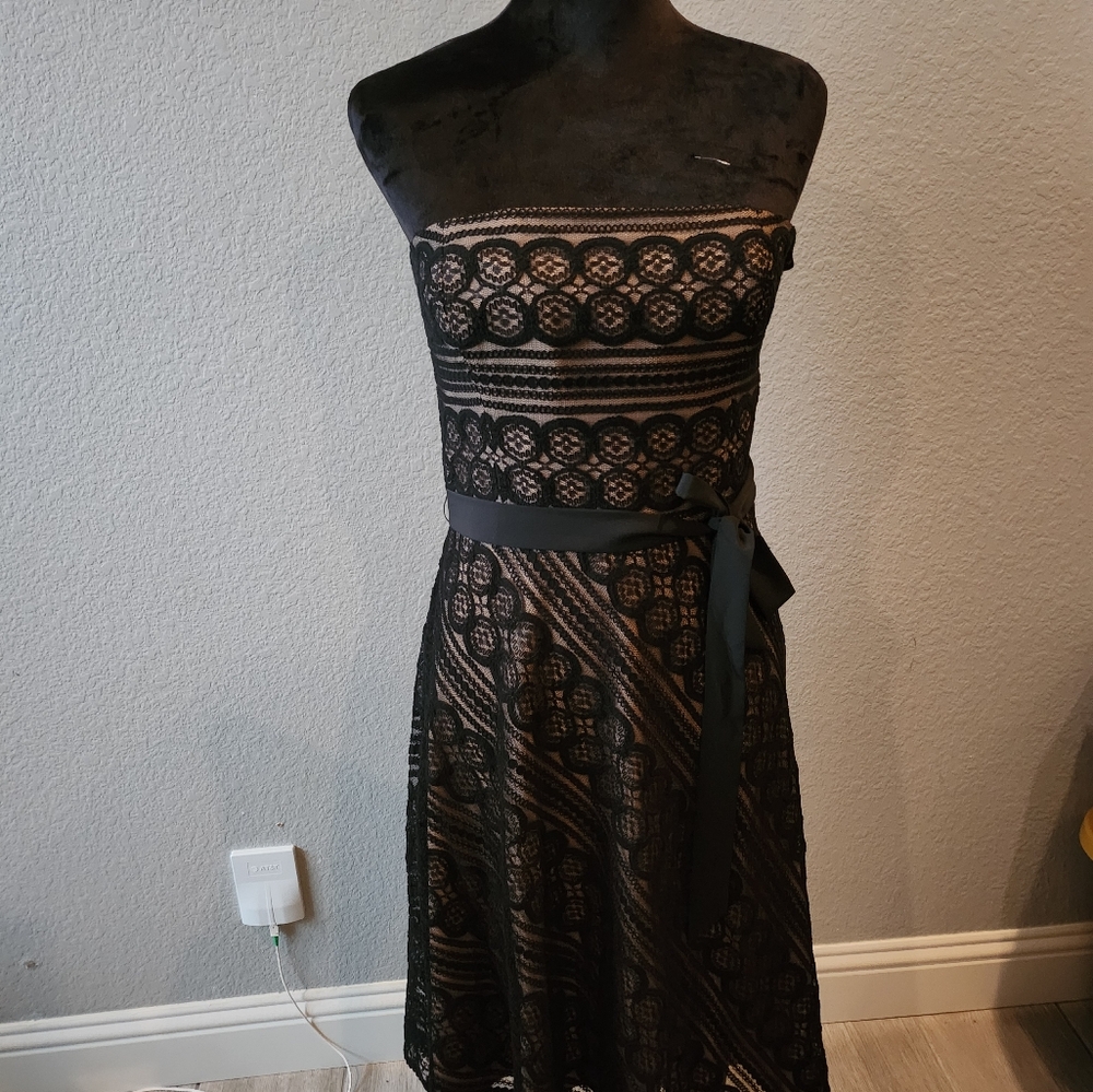 LOFT Black Strapless Sheath Cocktail Dress